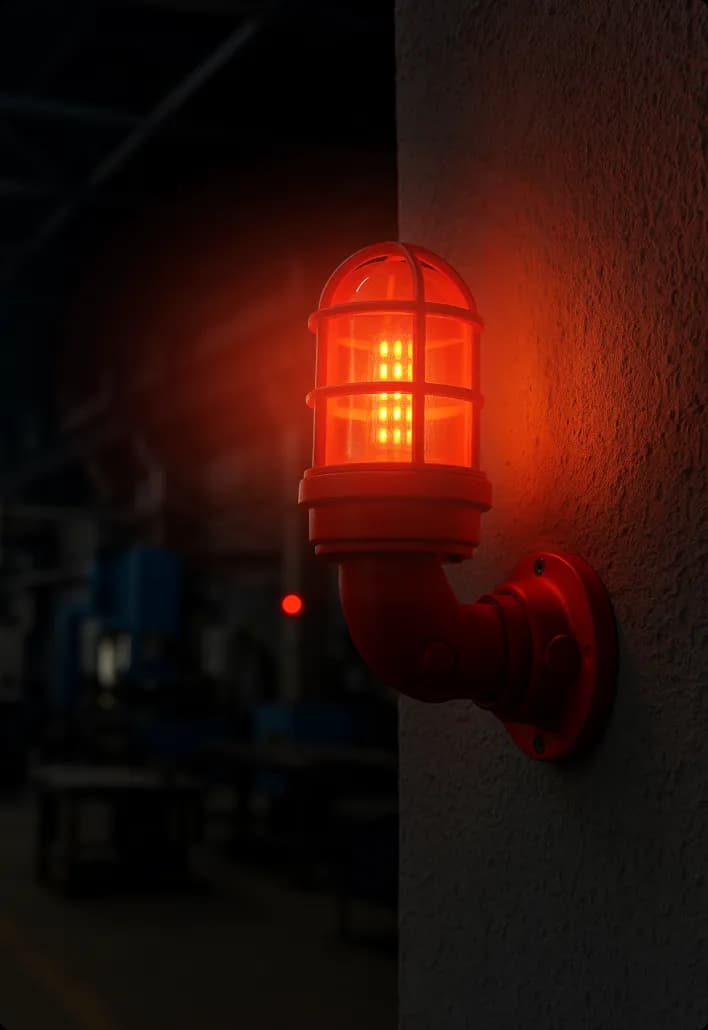 Sinalização Visual para segurança, alerta e aviso em área industrial, zona de risco e ativação de maquinário.